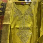 3-Piece Zari Work Straight Suit in Yellow