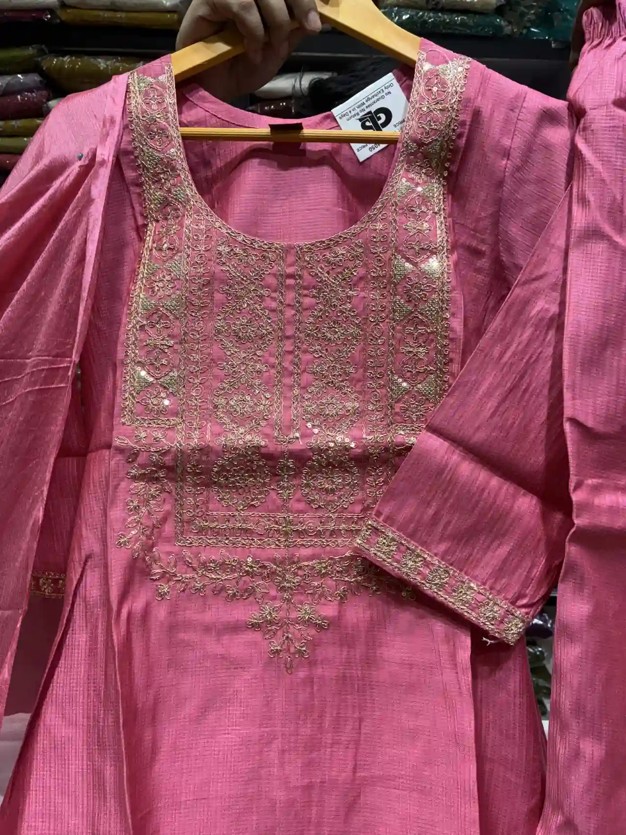 Designer Light Pink Straight Kurta Set with Matching Pants