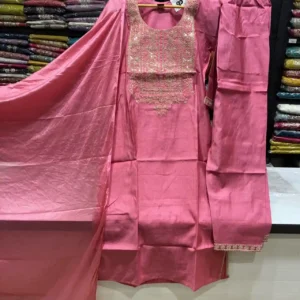 Designer Light Pink Straight Kurta Set with Matching Pants
