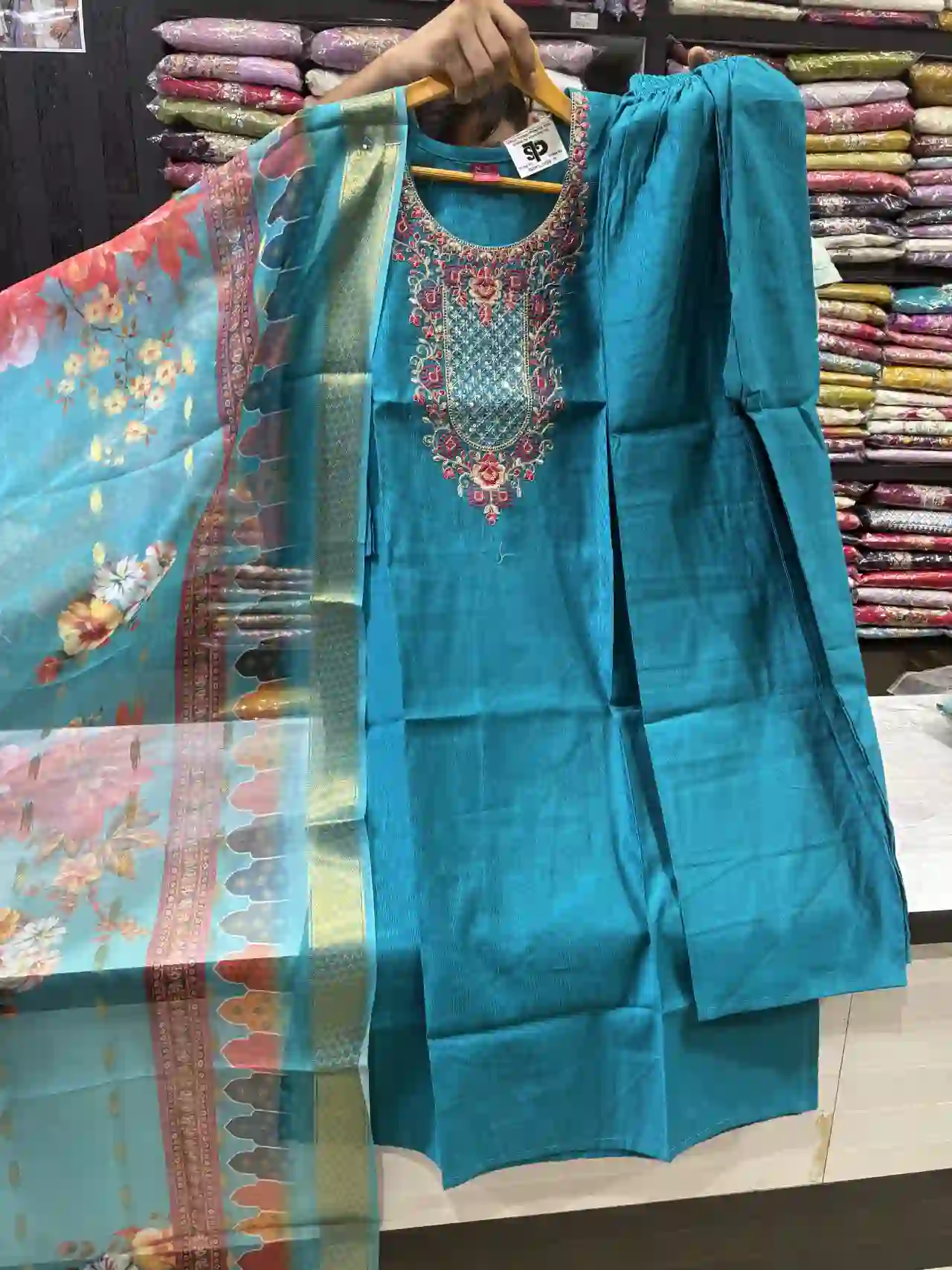 Exclusive Rama Green Straight Suit Set