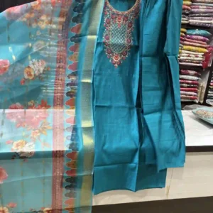 Exclusive Rama Green Straight Suit Set