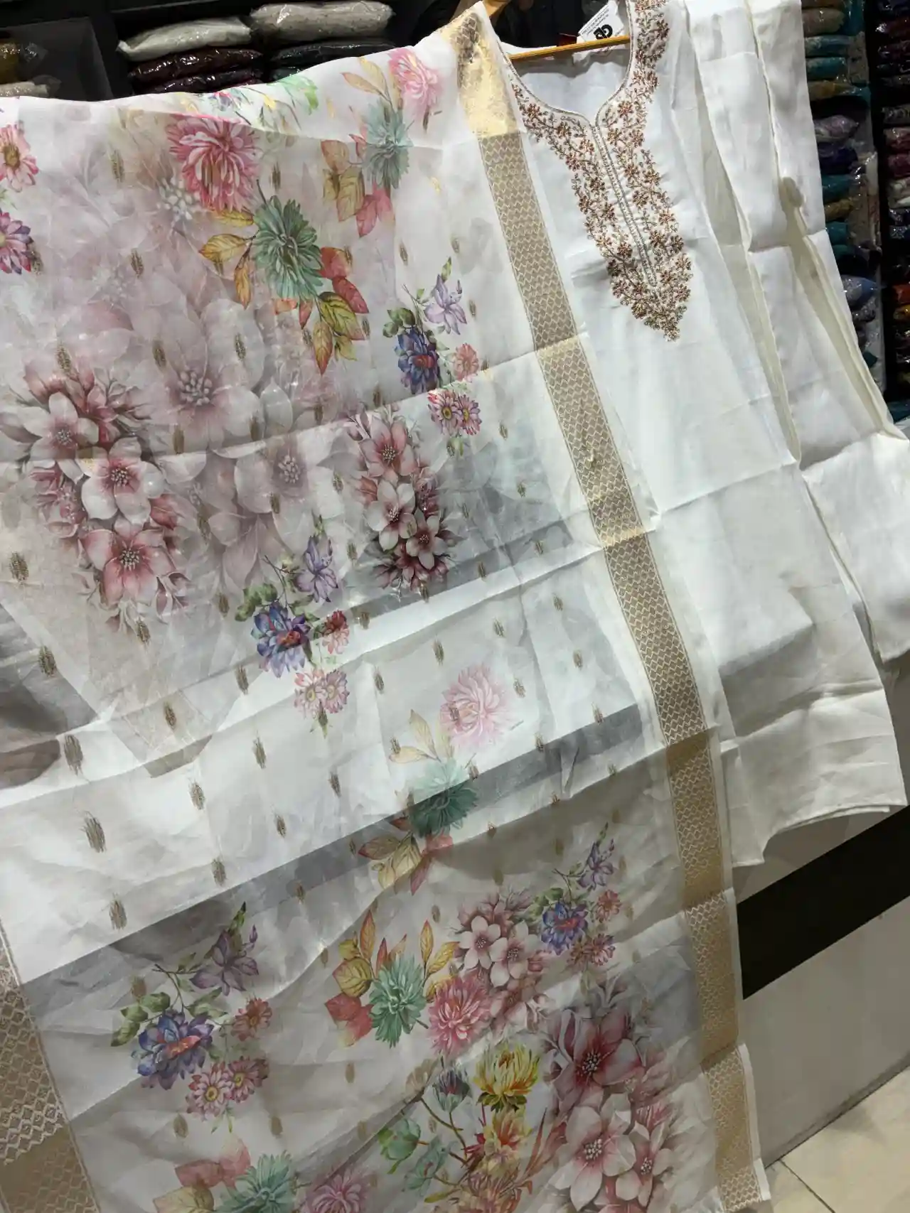 Gulbahar White Floral Straight Suit