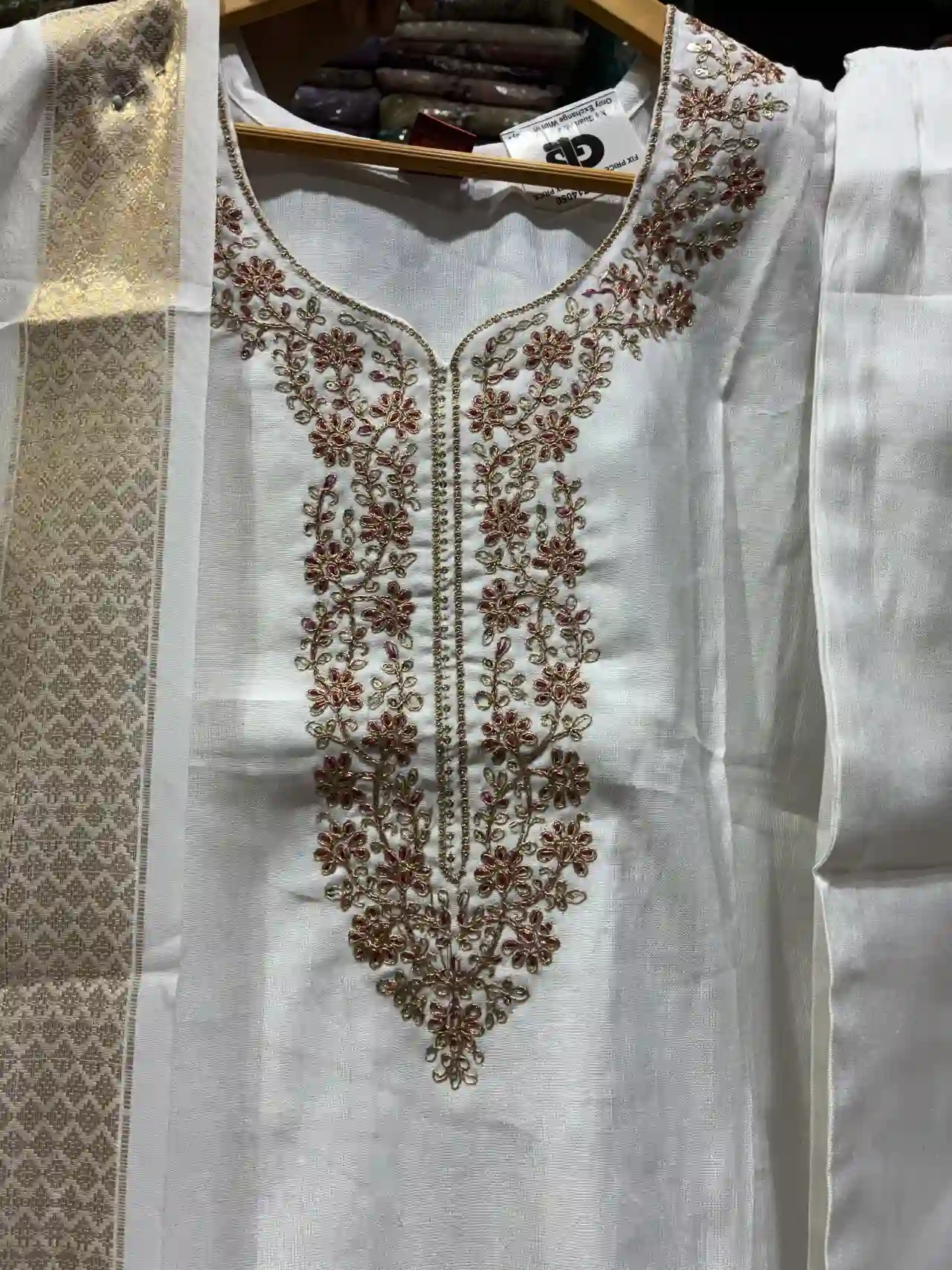 Gulbahar White Floral Straight Suit