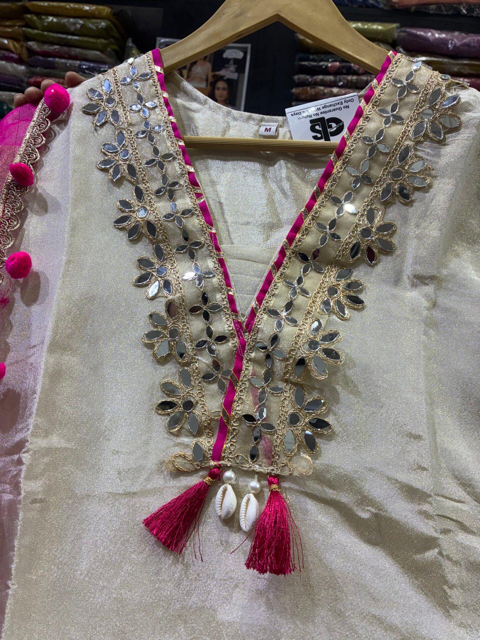 Premium White & Pink Fancy Straight Suit