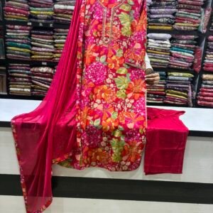 Premium Chinnon Printed Straight Suit