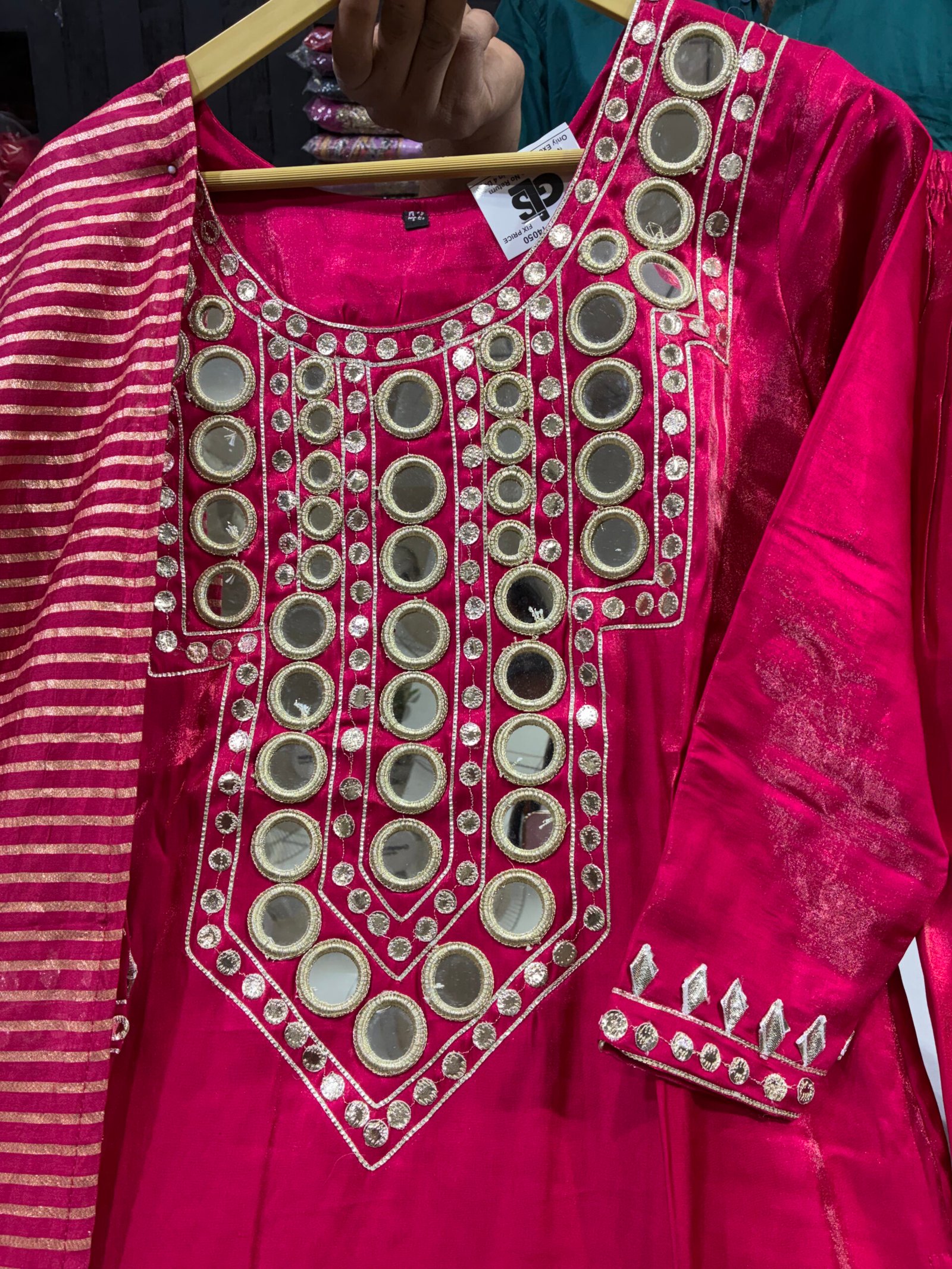 Royal Mirror Work Straight Suit Set ✨