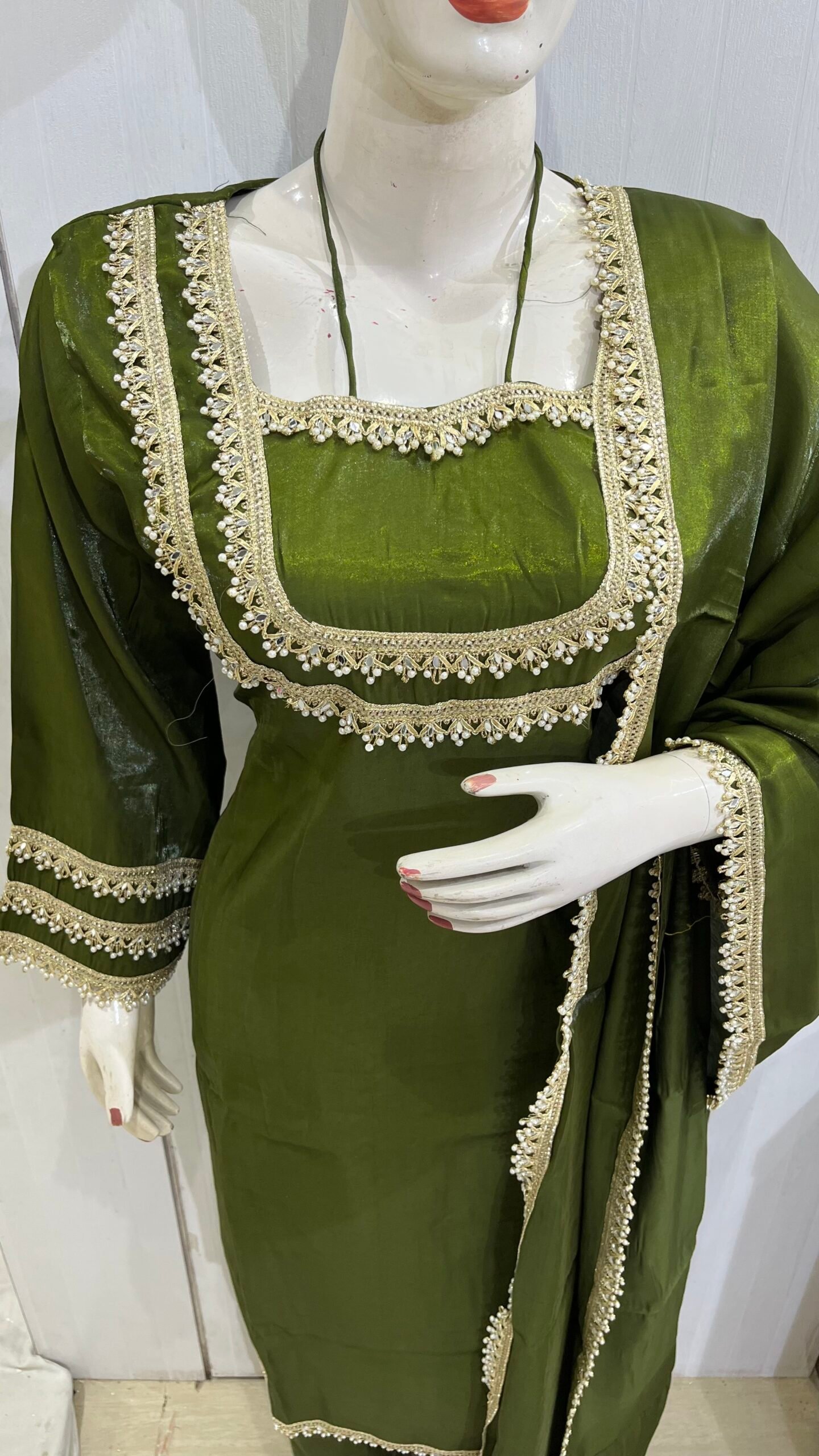 Greyish olive green Fancy Straight Suit