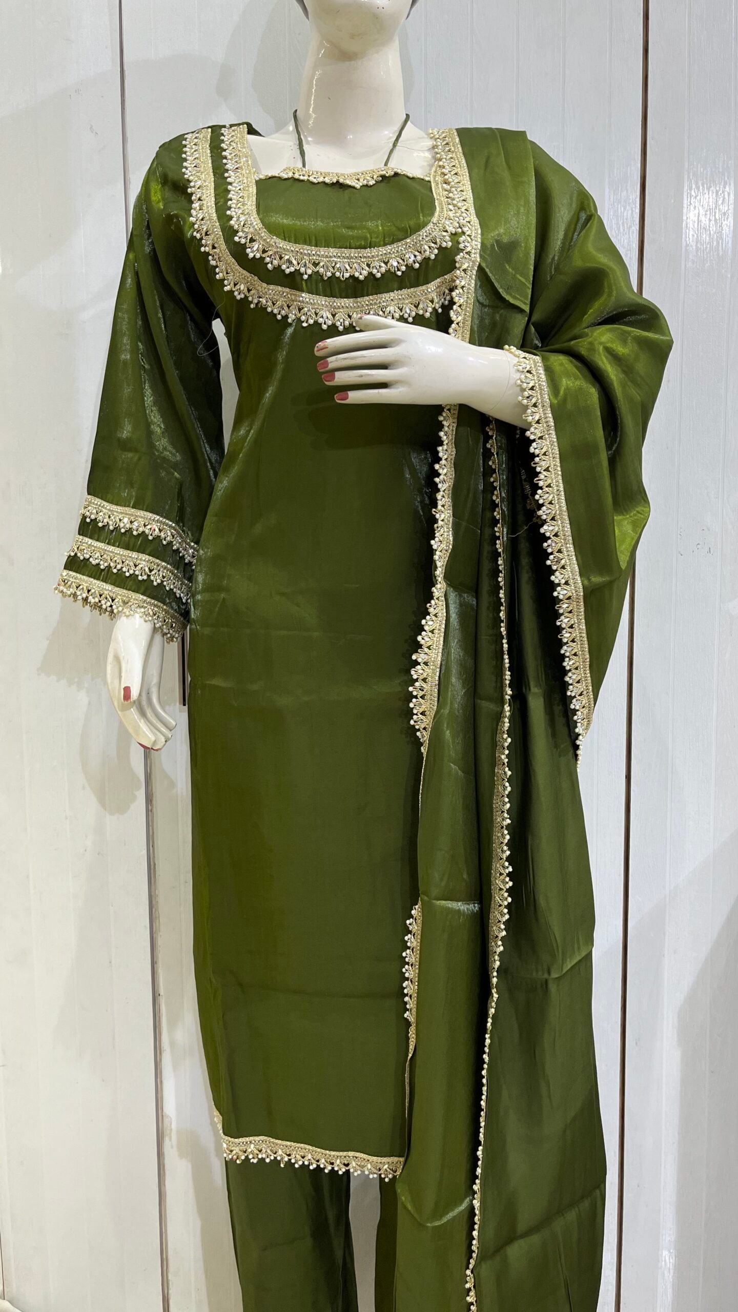 Greyish olive green Fancy Straight Suit