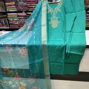 Rama Green Suit with Digital Print Dupatta-2