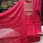Rani Kurta Set with Matching Trousers & Striped Dupatta-1