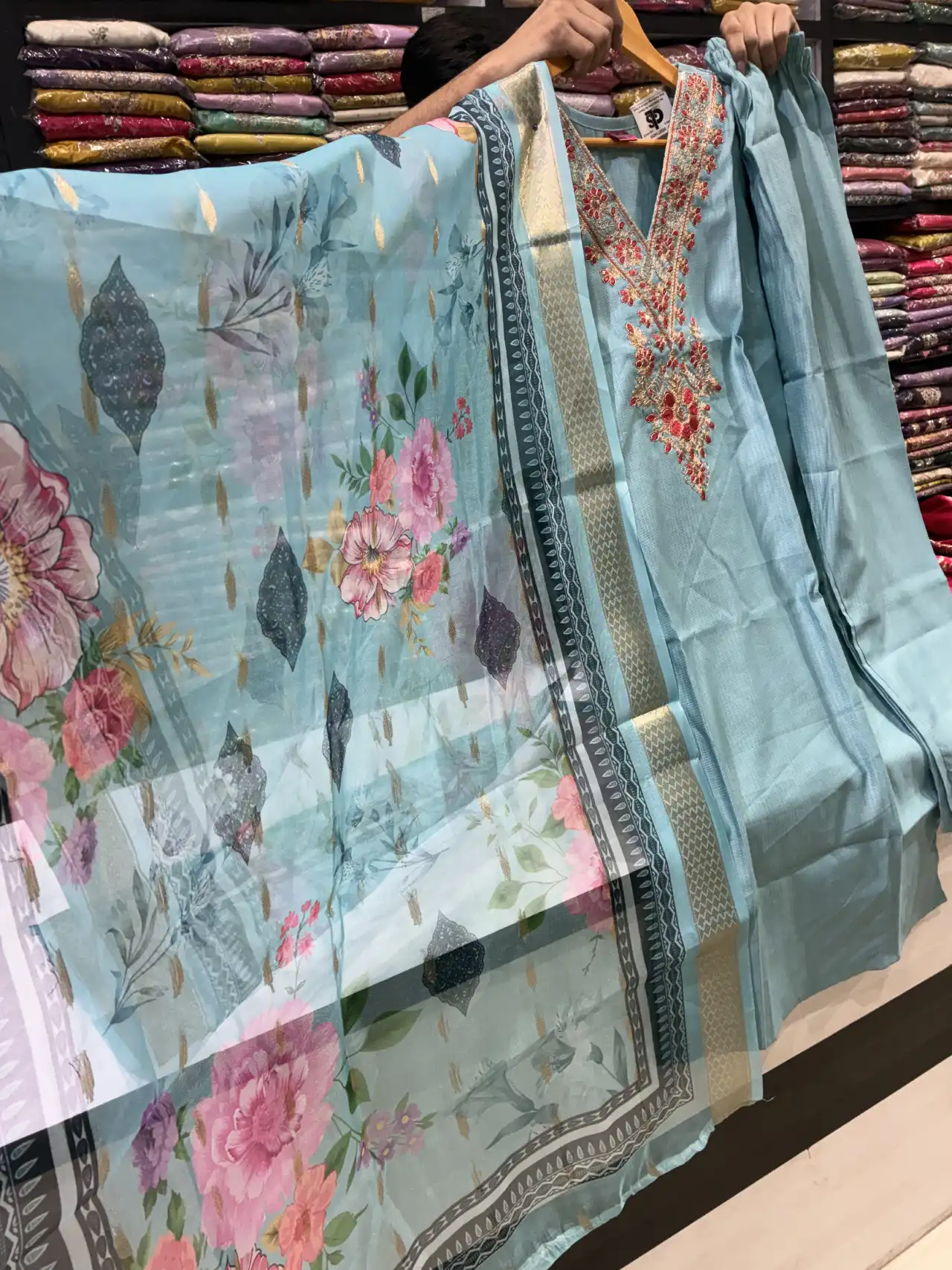 Premium Sky Blue Straight Suit Set