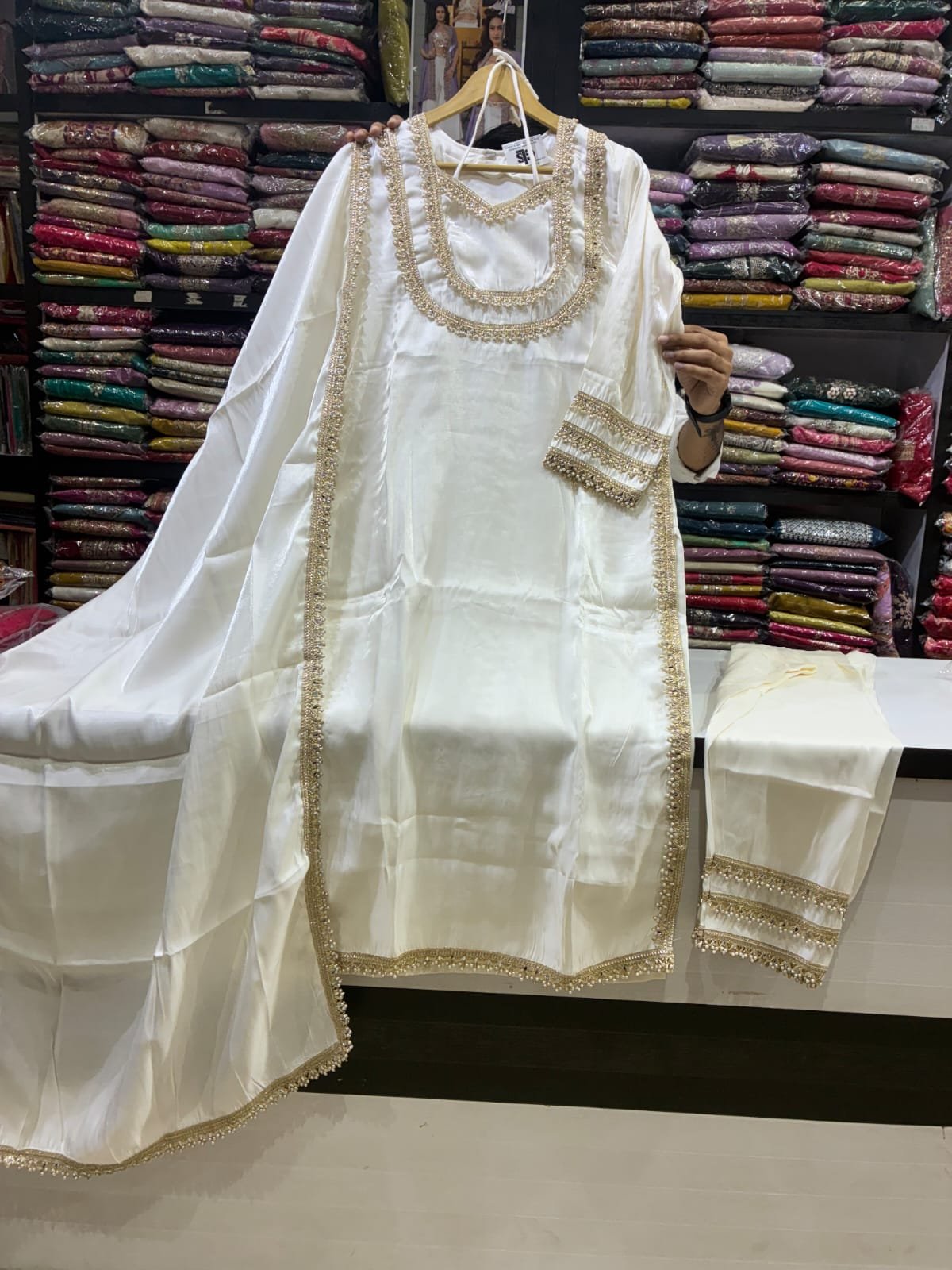 Premium White Straight Suit