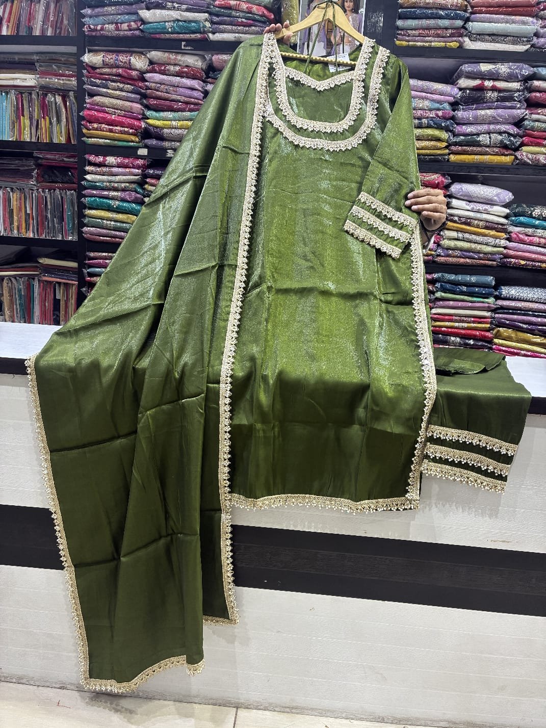 Greyish olive green Fancy Straight Suit