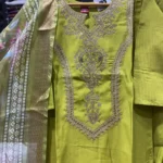 Zari-Work Parrot Green Festive Suit