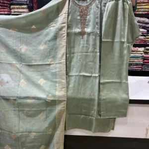 3-Piece Pista Green Festive Suit Set