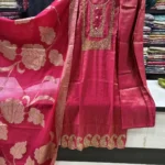 3-Piece Rani Pink Embroidered Party Wear Suit