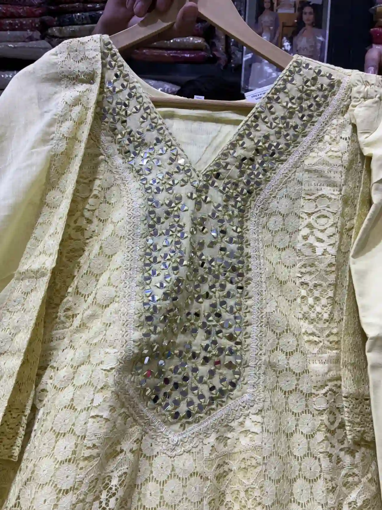 Anarkali with Gota Patti Yoke Kurta Set with Mirror Work