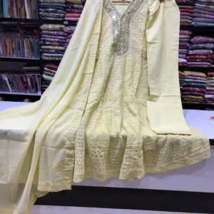 Anarkali with Gota Patti Yoke Kurta Set with Mirror Work