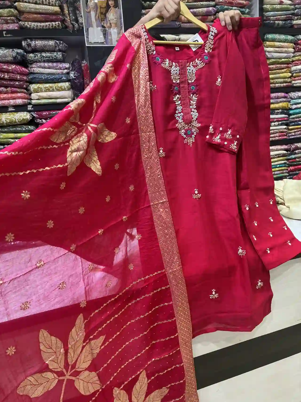 Berry Bloom Silk Kurta Set-1