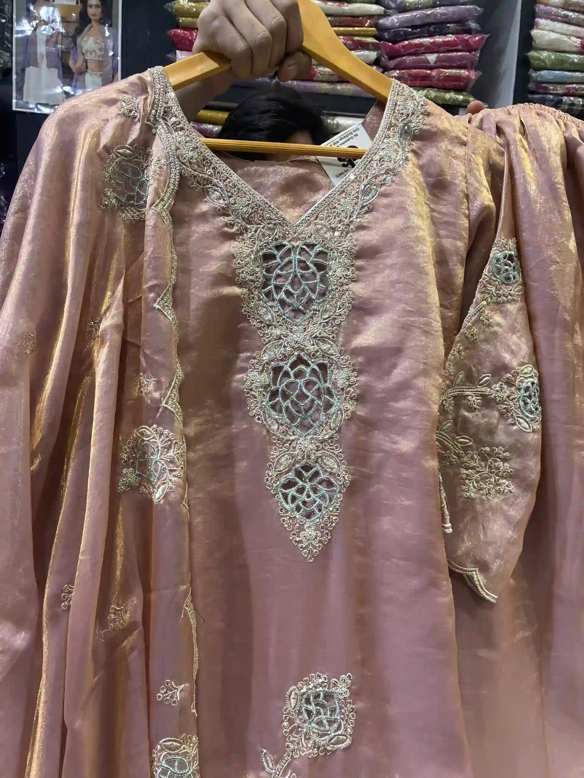 Dusk Rose Metallic Salwar Kameez - Hand-Embroidered Festive Collection