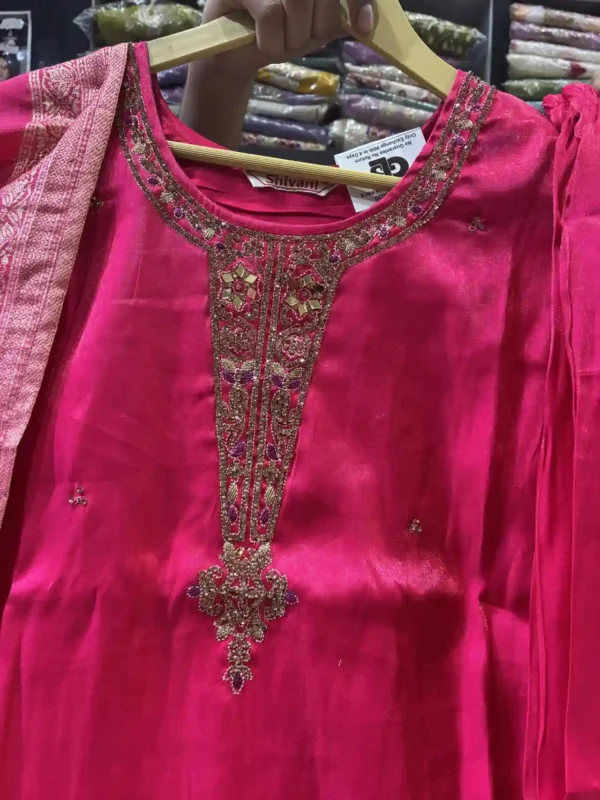 Ethnic Rani Pink Hand-Worked Suit – glslifestyle.com