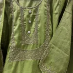 Green 3-Piece Suit with Floral Dupatta