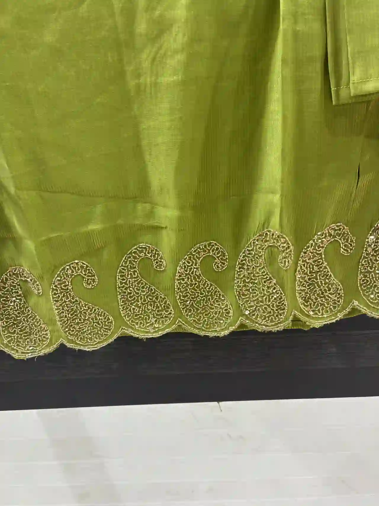 Green 3-Piece Suit with Floral Dupatta