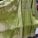 Green 3-Piece Suit with Floral Dupatta