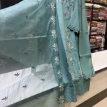 Seafoam Green Organza-Detailed 3-Piece Salwar Suit-1