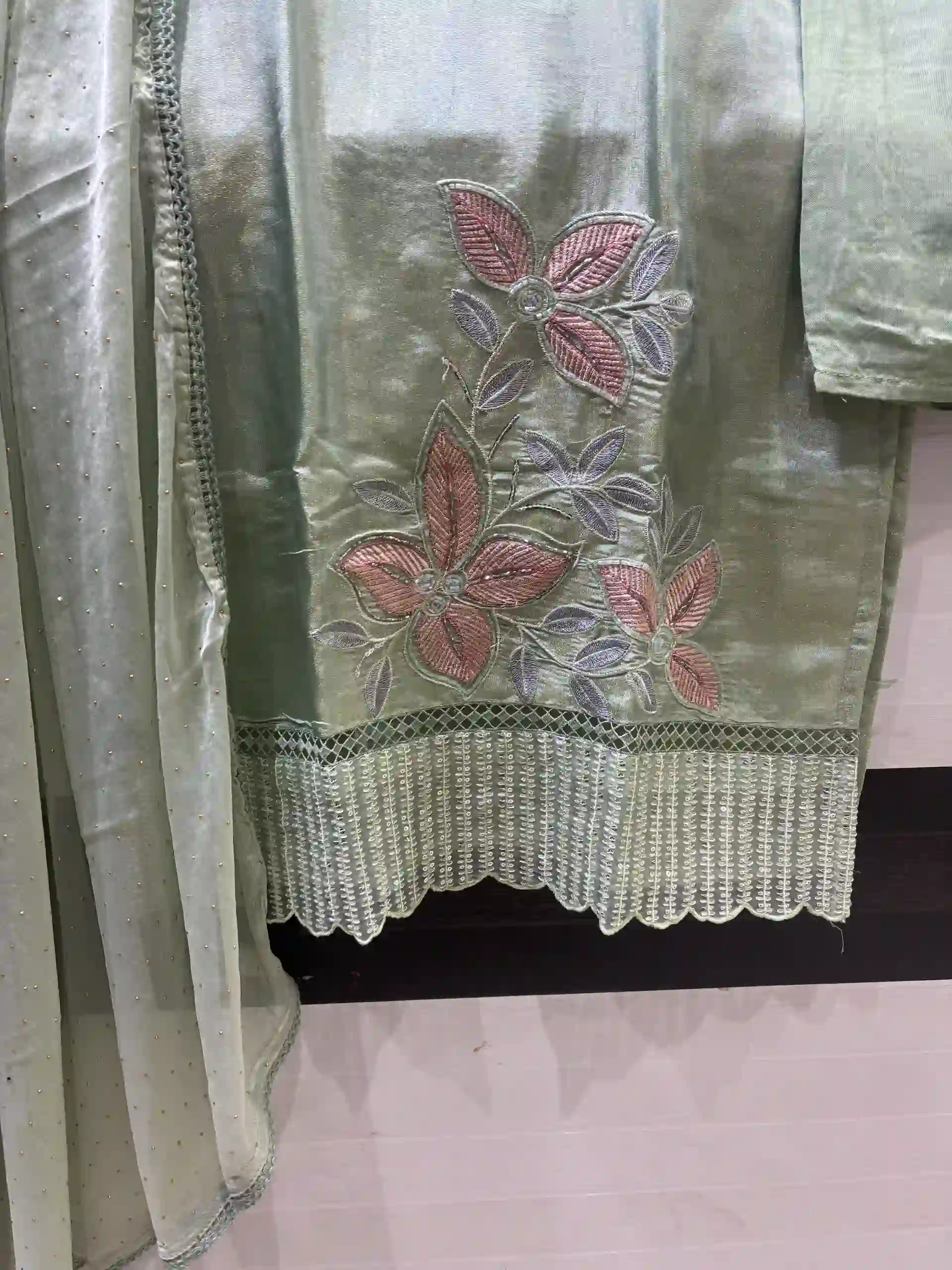 Light Green Embroidered Festive Kurta