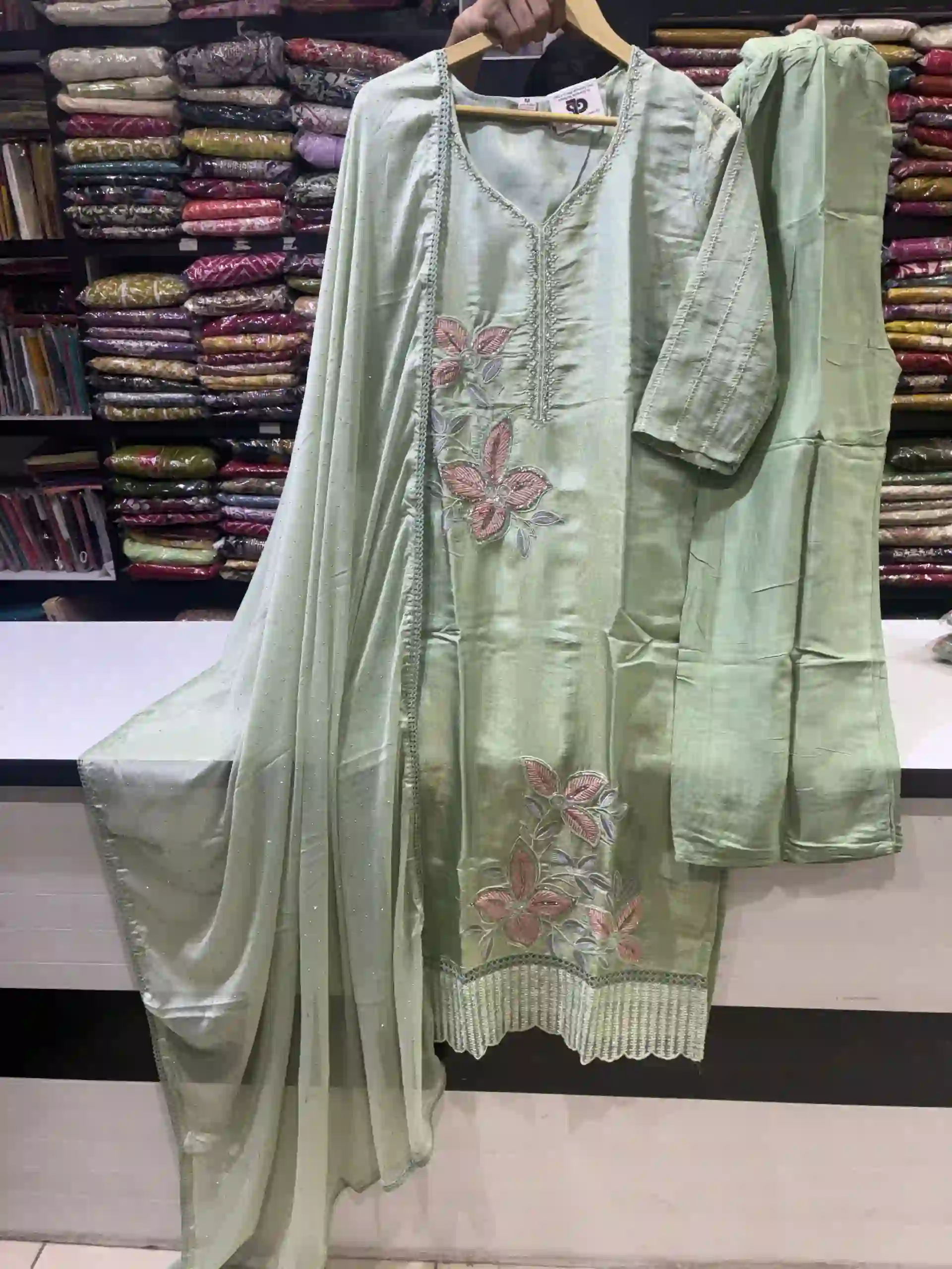 Light Green Embroidered Festive Kurta-2