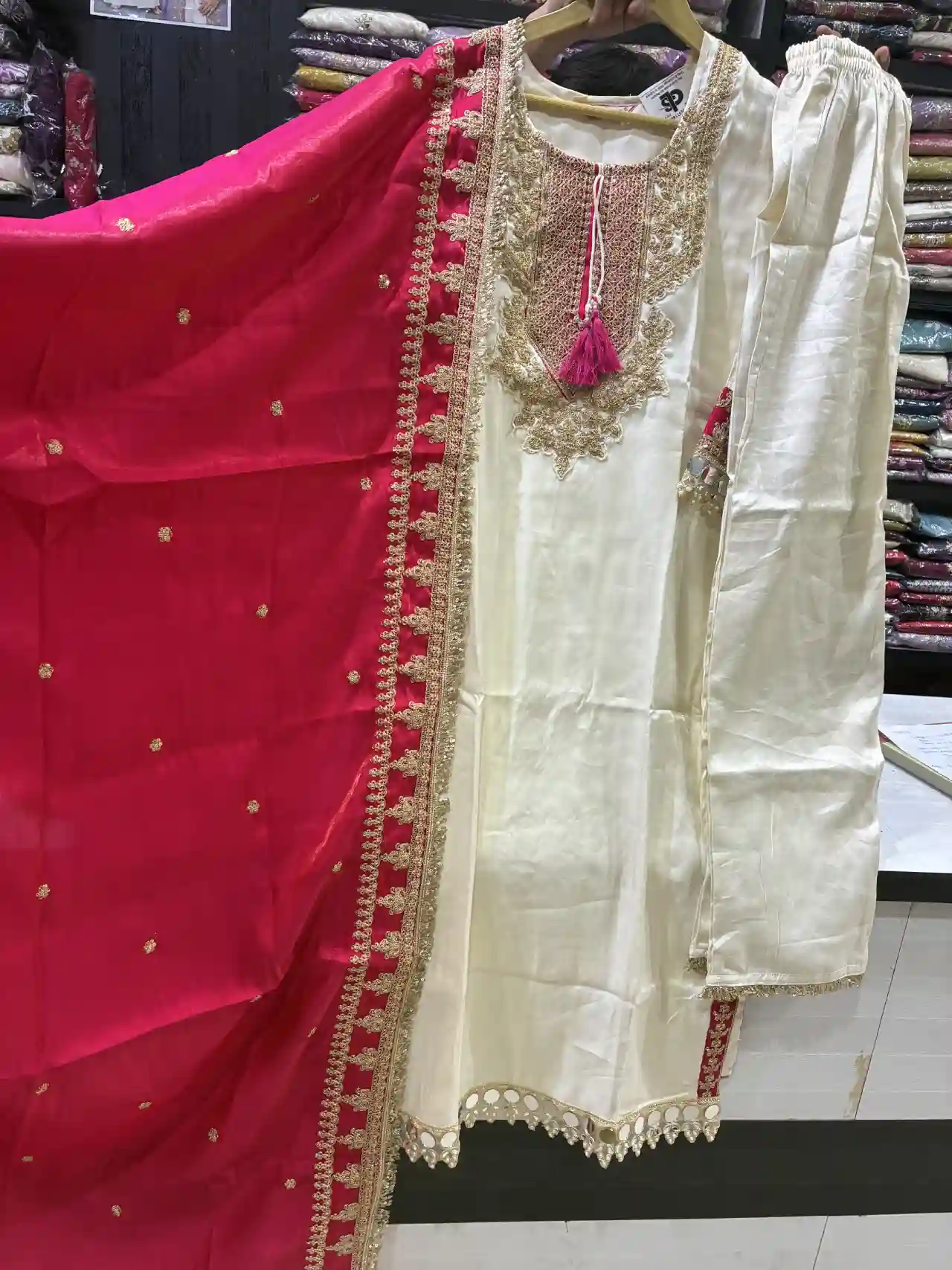 Majestic Cream Silk Salwar Suit-1