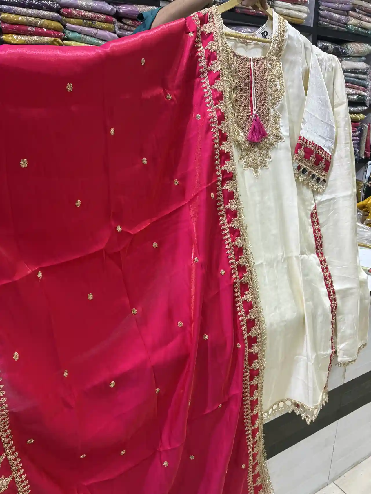 Majestic Cream Silk Salwar Suit-1