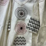 Off-White Cotton Block Printed Kurta & Dupatta Set