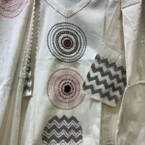Off-White Cotton Block Printed Kurta & Dupatta Set