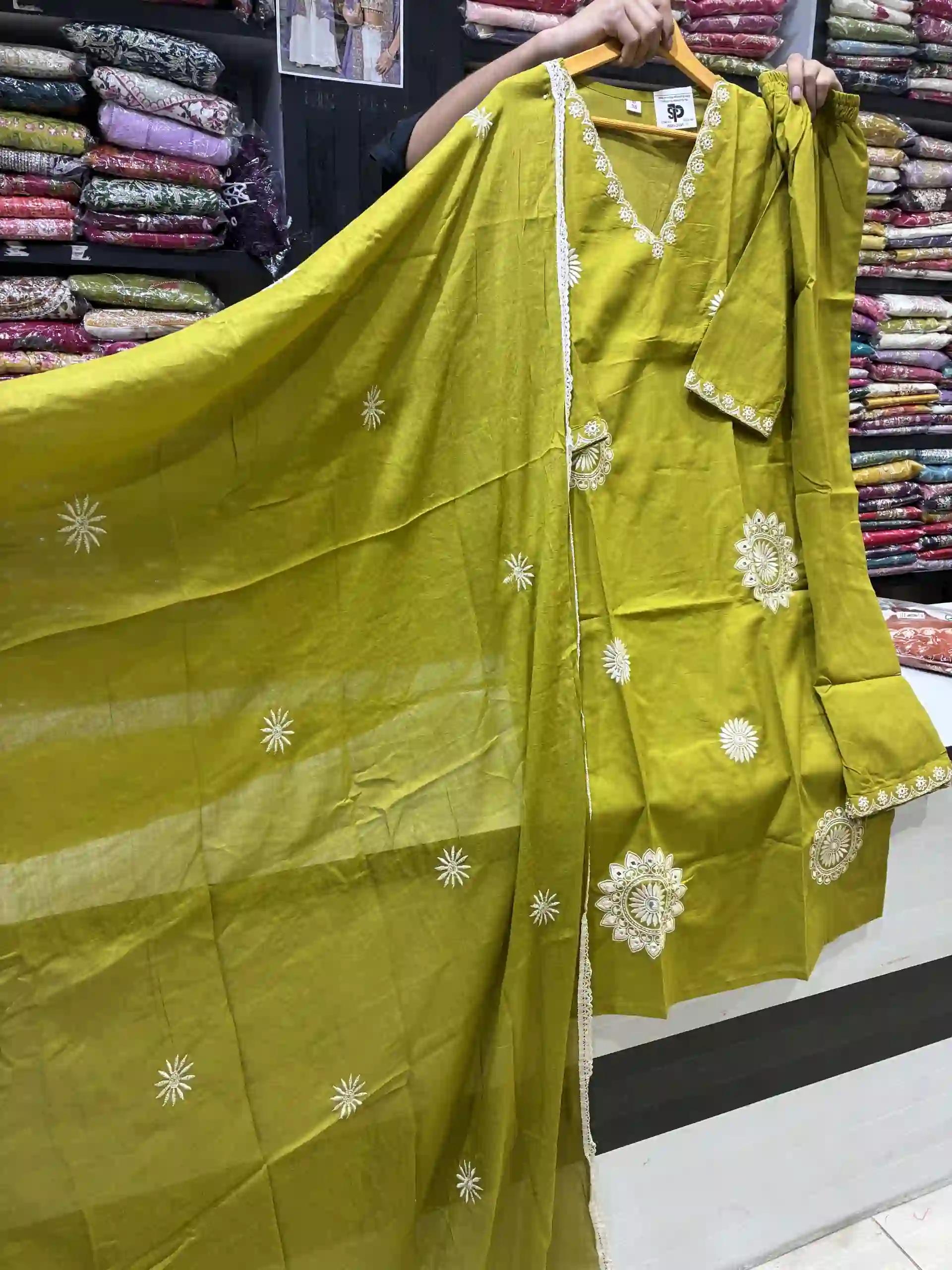 Olive Green Cotton Kurta Set