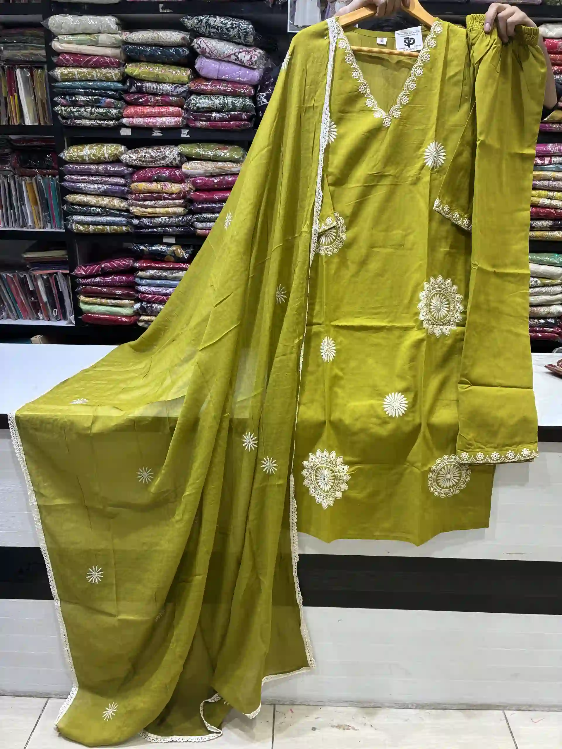 Olive Green Cotton Kurta Set