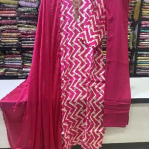 Rani Pink Chevron Embroidered Salwar Kameez Trio-1