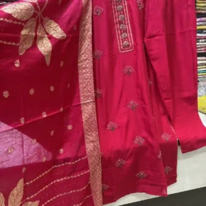 Rani Pink Hand-Embroidered Festive Suit