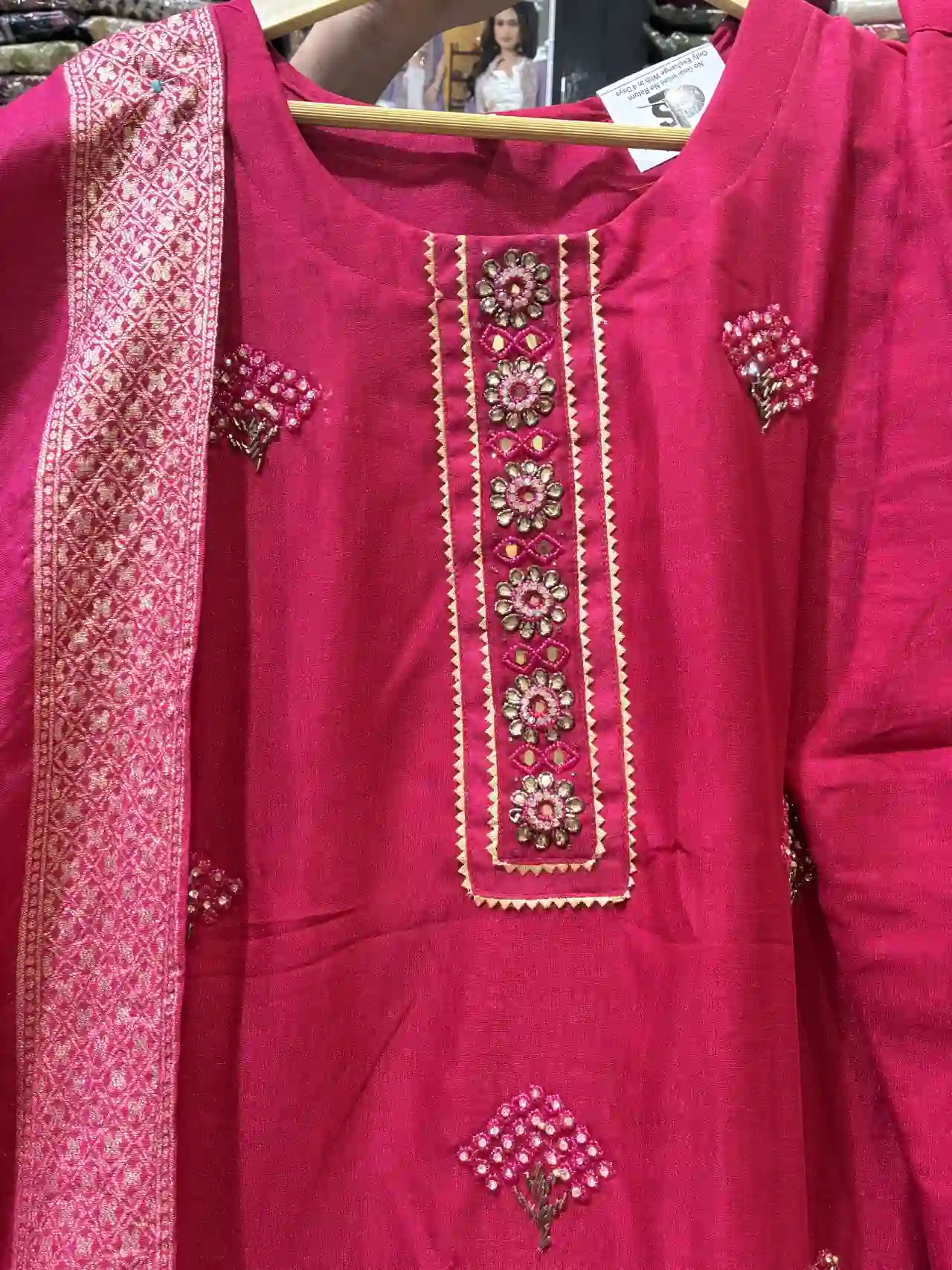 Rani Pink Hand-Embroidered Festive Suit