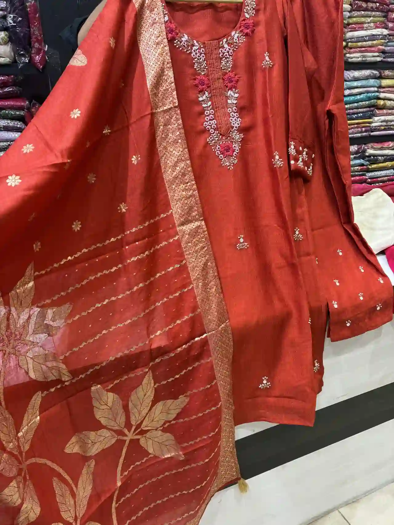 Royal Rust Embroidered Salwar Suite
