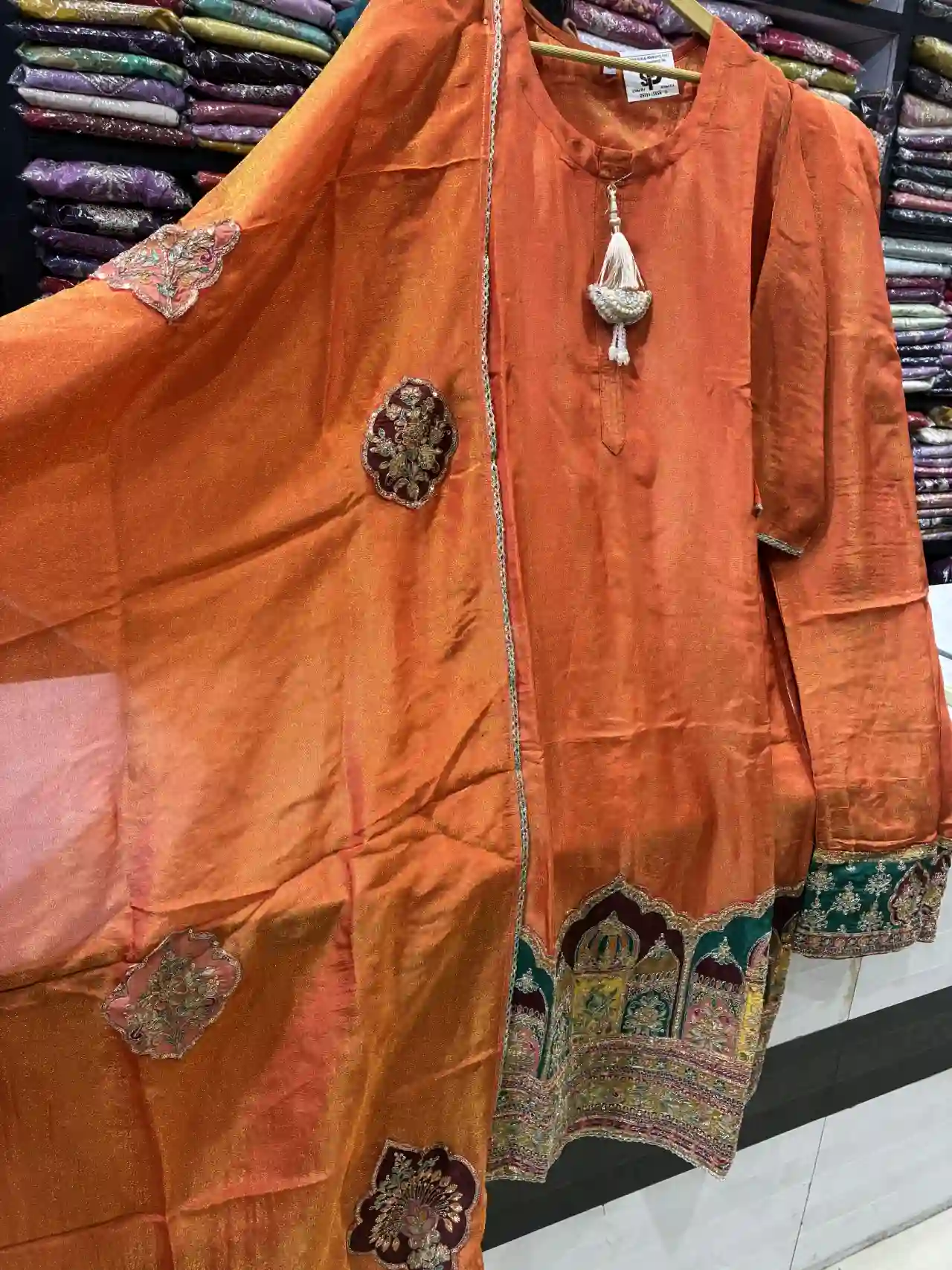 Rust Orange Embroidered Kurta Set