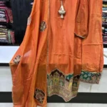 Rust Orange Embroidered Kurta Set