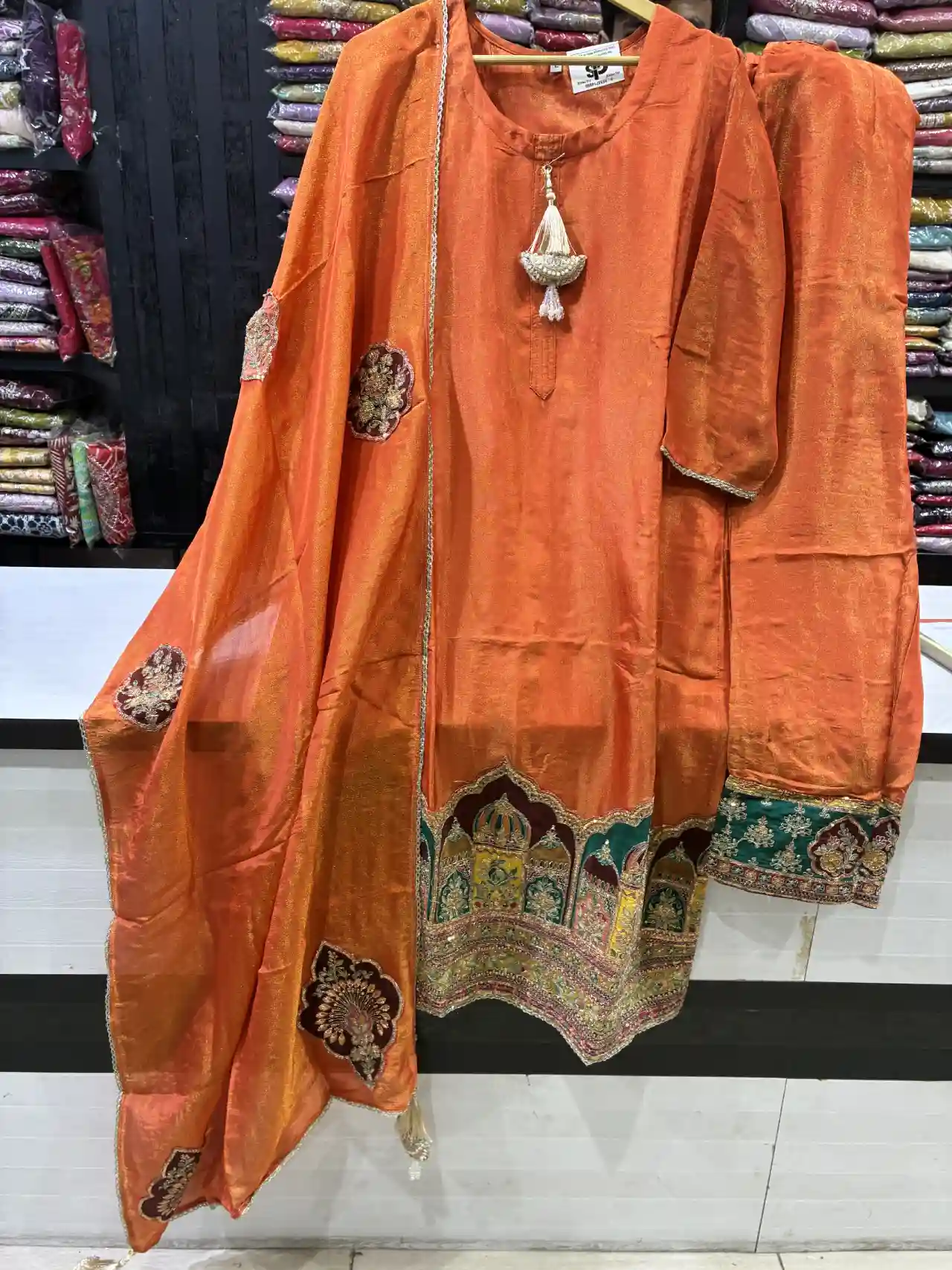 Rust Orange Embroidered Kurta Set