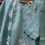 Seafoam Green Organza-Detailed 3-Piece Salwar Suit-1