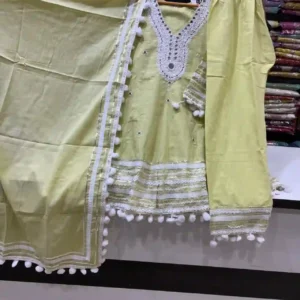 V-Neck with heavy faux-mirror and Matching Dupatta