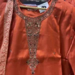 Vibrant Rust Straight Suit with Organza Dupatta