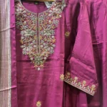 Women's Magenta Silk Blend Embroidered Kurta Set-3