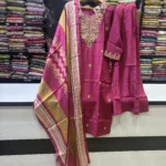 Women's Magenta Silk Blend Embroidered Kurta Set-3