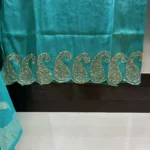 Women’s Teal Blue Suit with Embroidered Neckline-2